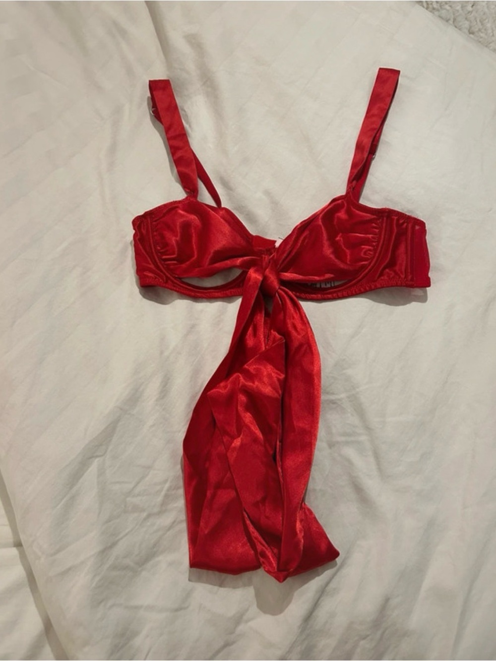 Victoria Secret Red Satin Tie-Front Bra